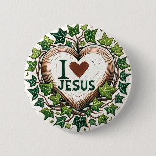 Badge Rond 5 Cm I Love Jesus English Ivy Christian