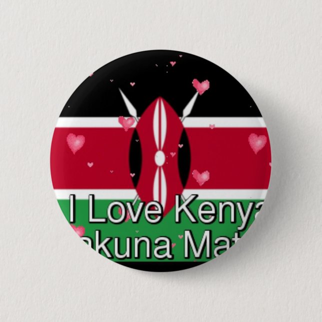 Badge Rond 5 Cm I Love Kenya et "Hakuna Matata" Art Print (Devant)