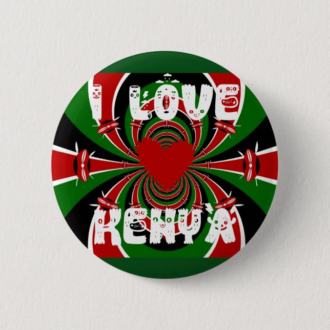 Badge Rond 5 Cm I Love Kenya Hakuna Matata Dons Round Bouton (Devant)