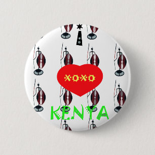 Badge Rond 5 Cm I Love Kenya Massai Art Print