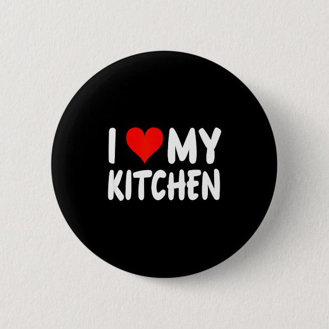 Badge Rond 5 Cm I Love Kitchen - Heart - Funny Cute Cook Remodel C (Devant)