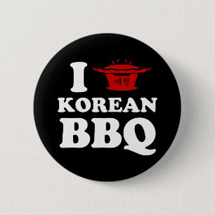 Badge Rond 5 Cm I Love Korean BBQ (고 기 구 이)