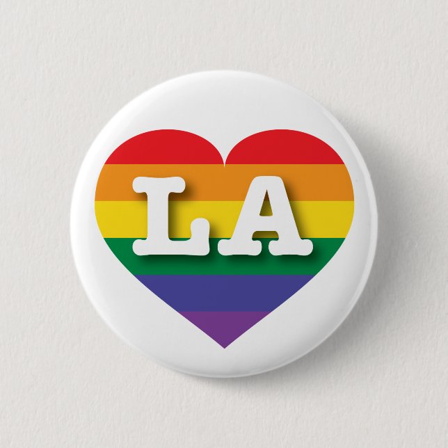 Badge Rond 5 Cm I Love LA Rainbow Heart (Devant)