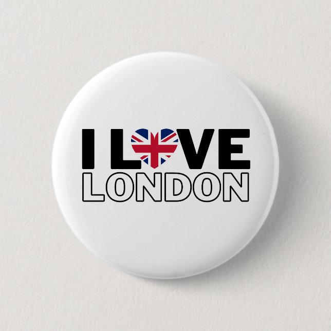 Badge Rond 5 Cm I LOVE LONDON - For real Londoners ! (Devant)