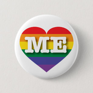 Badge Rond 5 Cm I love Maine Gay Pride Rainbow Heart