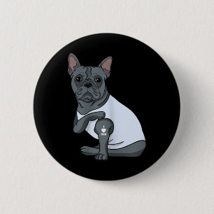 Badge Rond 5 Cm I Love Maman Tattoo Funny French Bulldog Mothers D