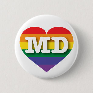 Badge Rond 5 Cm I Love Maryland Rainbow Heart
