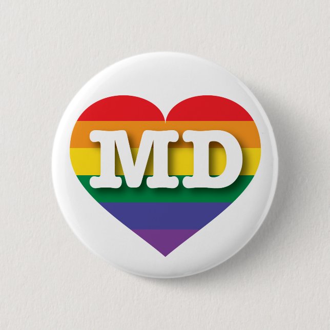 Badge Rond 5 Cm I Love Maryland Rainbow Heart (Devant)