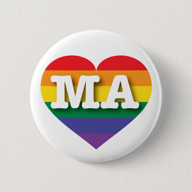 Badge Rond 5 Cm I Love Massachusetts Rainbow Heart (Devant)