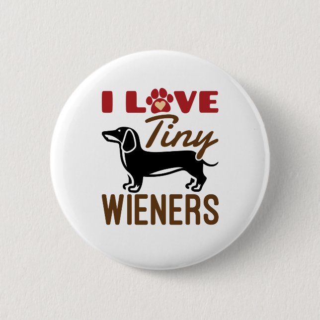 Badge Rond 5 Cm I Love Miniature Dachshund Doxie (Devant)