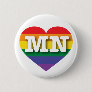 Badge Rond 5 Cm I Love Minnesota Rainbow Heart