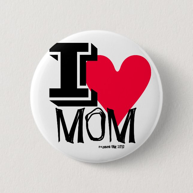 Badge Rond 5 Cm I Love MOM Artistic Fashion Flare Pin-Back Bouton (Devant)