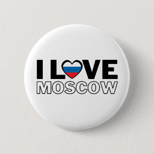 Badge Rond 5 Cm I LOVE MOSCOW - For real Muscovites!