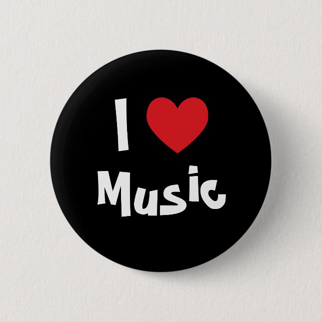 Badge Rond 5 Cm I Love Music (Devant)