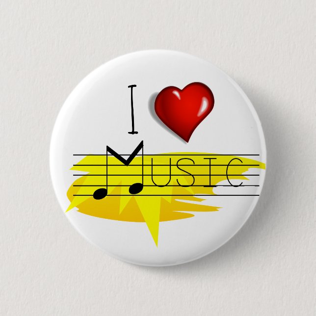 Badge Rond 5 Cm I Love Music (Devant)