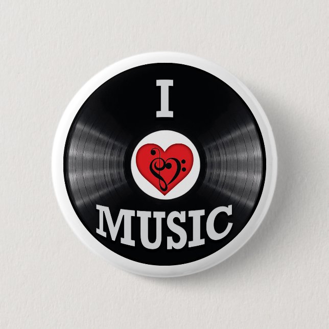 Badge Rond 5 Cm I Love Music Art (Devant)