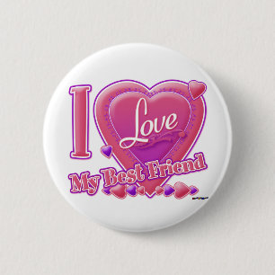 Badge Rond 5 Cm I Love My Best Friend pink/purple - hearts