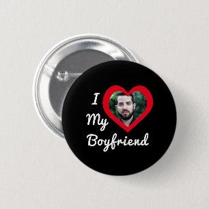 Badge Rond 5 Cm I Love My Boyfriend Bae Personalized Custom Photo