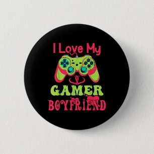 Badge Rond 5 Cm I Love My Gamer Boyfriend Coeur Bf Jeux Vidéo, Ga