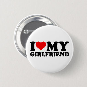 Badge Rond 5 Cm I Love My Girlfriend Heart My GF Valentine's 1WH1