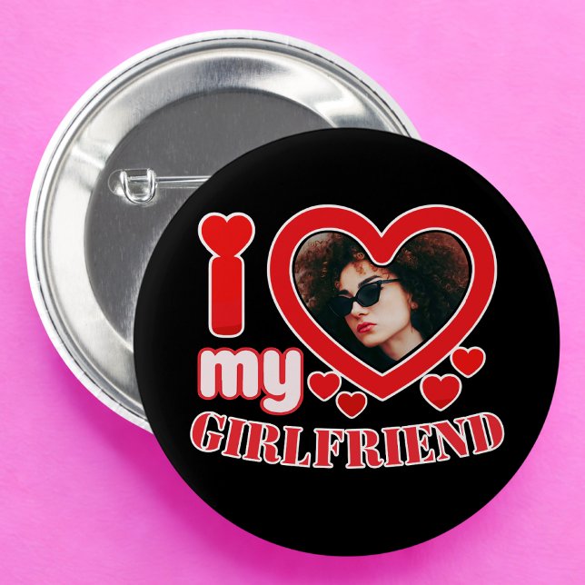 Badge Rond 5 Cm I Love My Girlfriend Personnalisé (Créateur téléchargé)