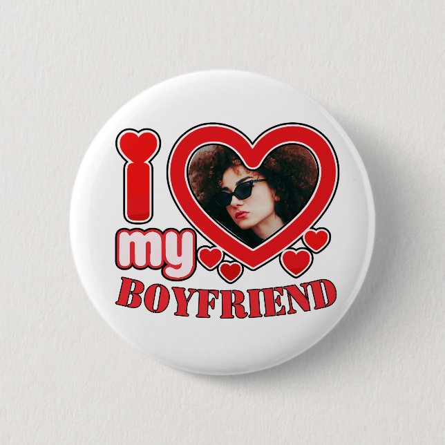 Badge Rond 5 Cm I Love My Girlfriend Photo personnalisée (Devant)