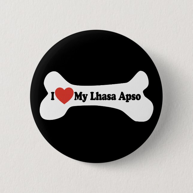 Badge Rond 5 Cm I Love My Lhasa Apso - Chien Bone (Devant)