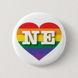 Badge Rond 5 Cm I Love Nebraska Rainbow Heart