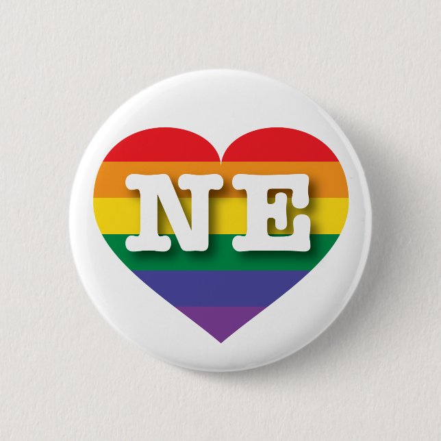 Badge Rond 5 Cm I Love Nebraska Rainbow Heart (Devant)