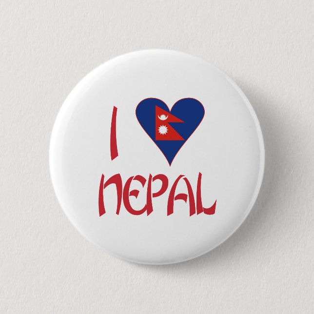Badge Rond 5 Cm I Love Nepal  (Devant)