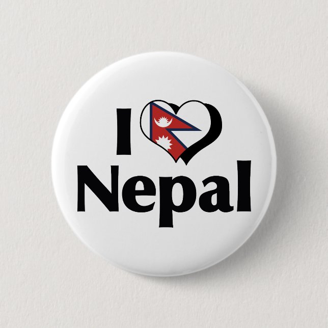 Badge Rond 5 Cm I Love Nepal Flag (Devant)