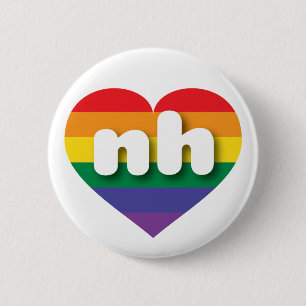 Badge Rond 5 Cm I Love New Hampshire Rainbow Heart