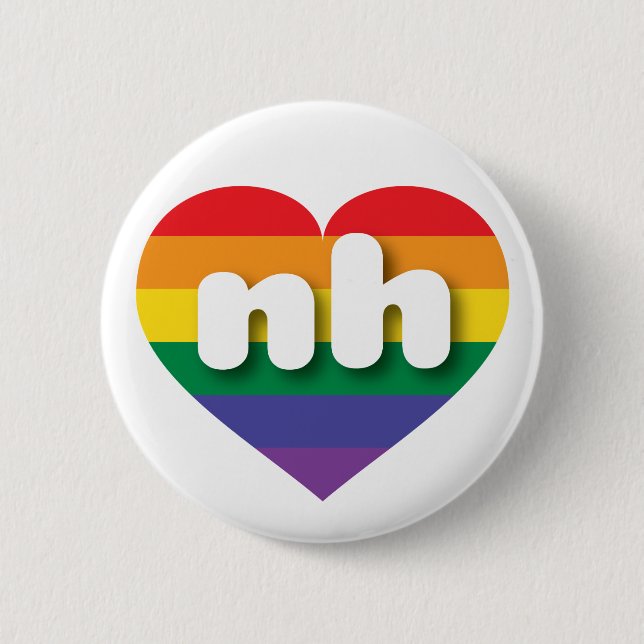 Badge Rond 5 Cm I Love New Hampshire Rainbow Heart (Devant)