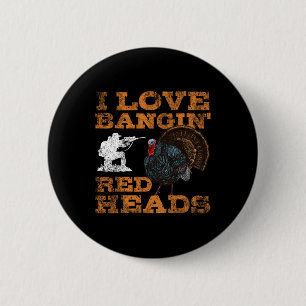 Badge Rond 5 Cm I Love Ngin' Red Heads Turquie Chasse Amateurs