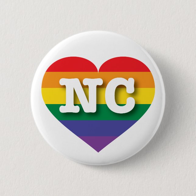 Badge Rond 5 Cm I Love North Carolina Rainbow Heart (Devant)