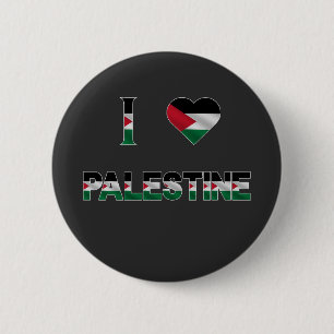 Badge Rond 5 Cm I Love Palestine Heart Flag Unité Liberté