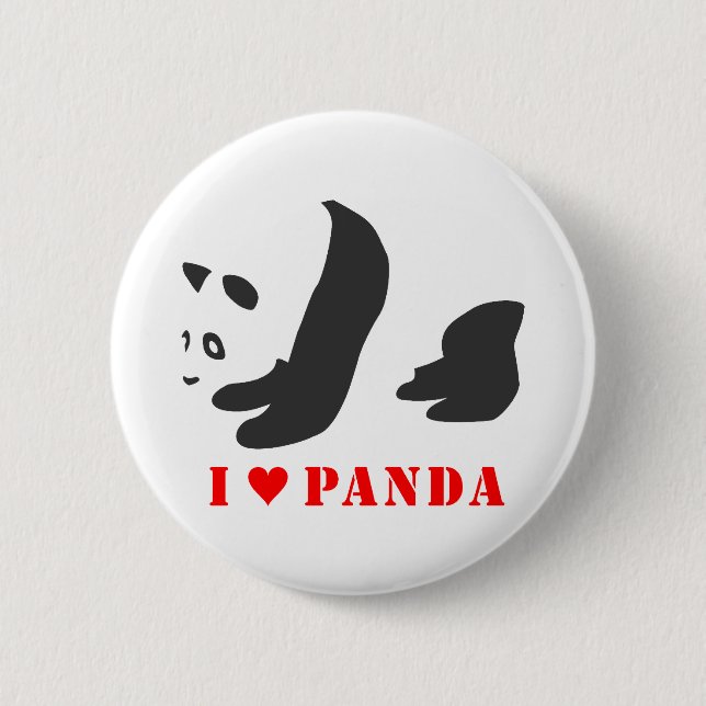 Badge Rond 5 Cm I Love Panda (Noir) (Devant)