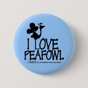 Badge Rond 5 Cm I Love Paon silhouette