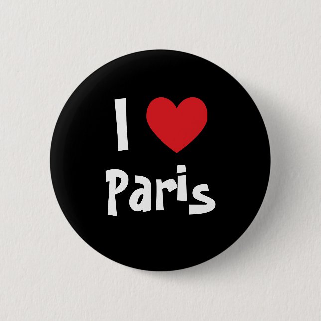 Badge Rond 5 Cm I Love Paris (Devant)