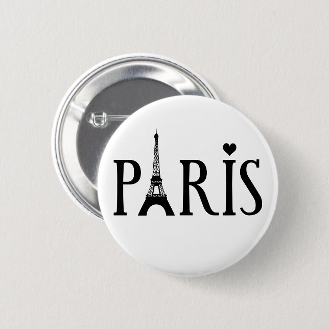 Badge Rond 5 Cm I Love Paris (Devant & derrière)