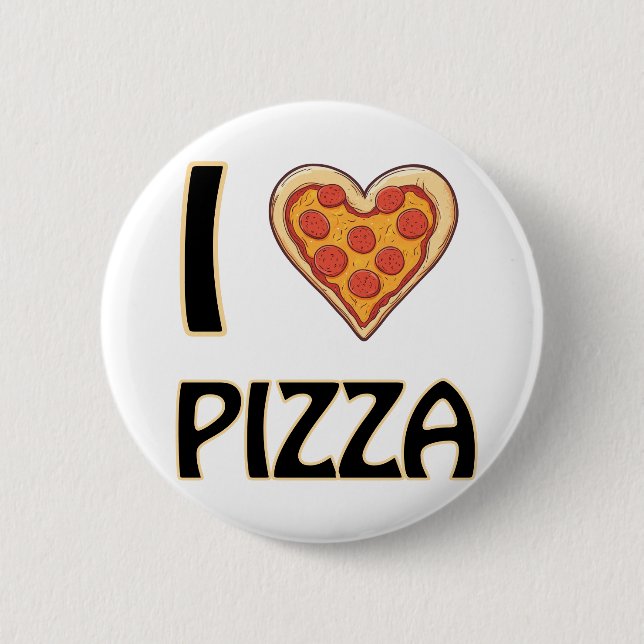 Badge Rond 5 Cm I love Pizza - Drôle Nourriture Cadeau (Devant)