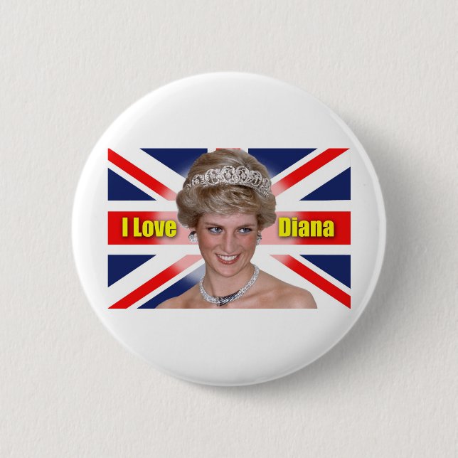 Badge Rond 5 Cm I Love Princess Diana (Devant)