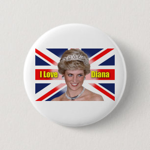 Badge Rond 5 Cm I Love Princess Diana