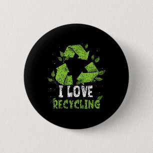 Badge Rond 5 Cm I Love Recyclage Jour des terres de déchets enviro