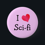 Badge Rond 5 Cm I Love Sci-fi<br><div class="desc">"I Love Sci-fi" avec design de symboles cardiaques.</div>