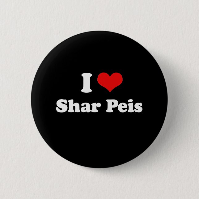 Badge Rond 5 Cm I Love Shar Peis (Devant)