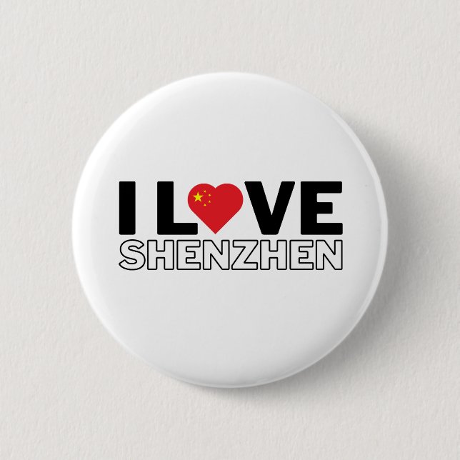 Badge Rond 5 Cm I LOVE SHENZHEN - For real Shenzhenites! (Devant)