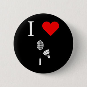 Badge Rond 5 Cm I Love Shuttle Badminton