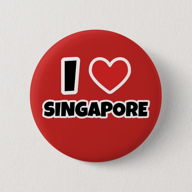 Badge Rond 5 Cm I love Singapore (Devant)
