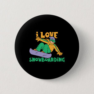 Badge Rond 5 Cm I Love Snowboard Lover Snowboard Snowboard